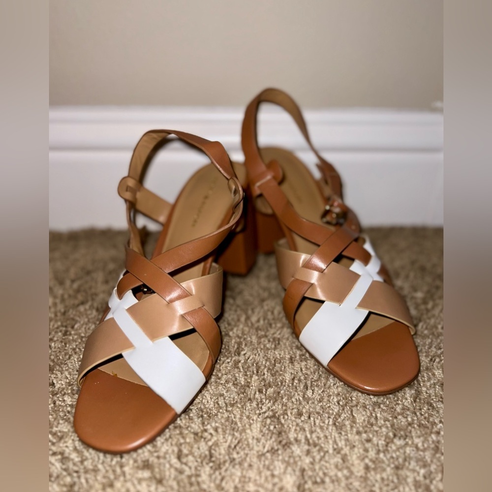 Tommy Hilfiger Tan and White Heeled Sandals